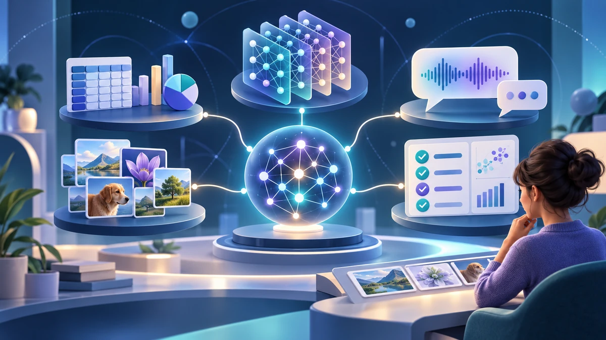 Connected visual explanation of AI data, machine learning, language, images, evaluation and human review