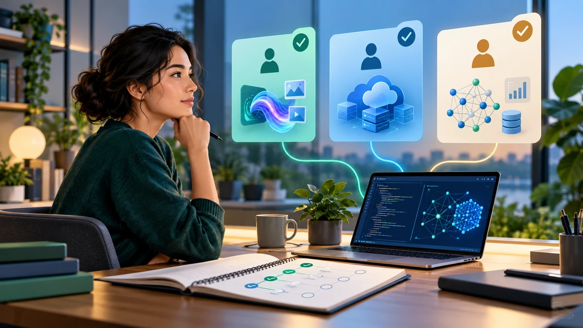 Learner comparing generative AI, cloud application and machine learning certification paths