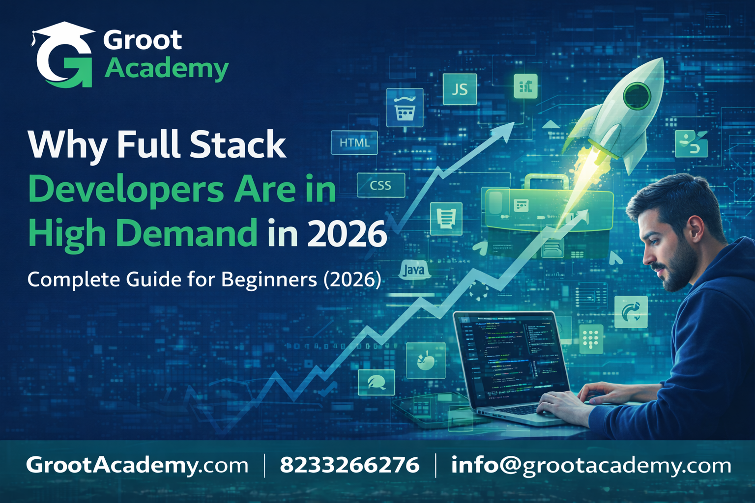 Full stack developer demand in 2026 web development course in Jaipur at Groot Academy learn frontend backend programming training institute