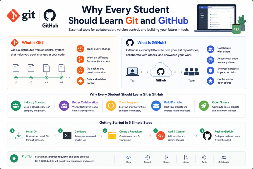 Git GitHub tutorial for software development, version control, collaboration, and coding workflows