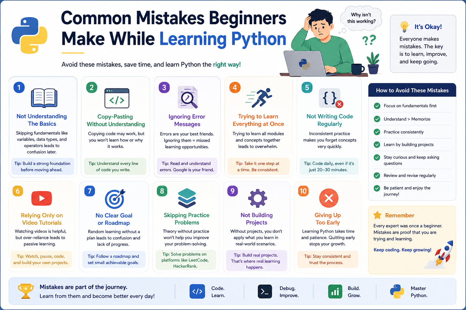 Python beginner mistakes students make while learning programming and software development