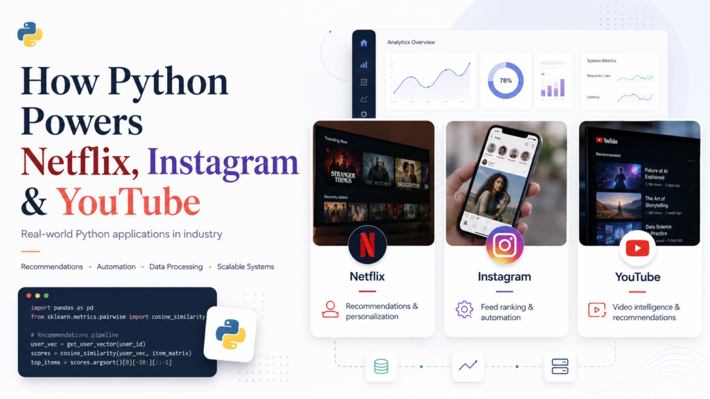 Python powering Netflix, Instagram, and YouTube real-world applications in the tech industry
