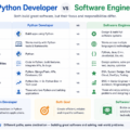 Python developer vs software engineer comparison including skills, salaries, and career opportunities