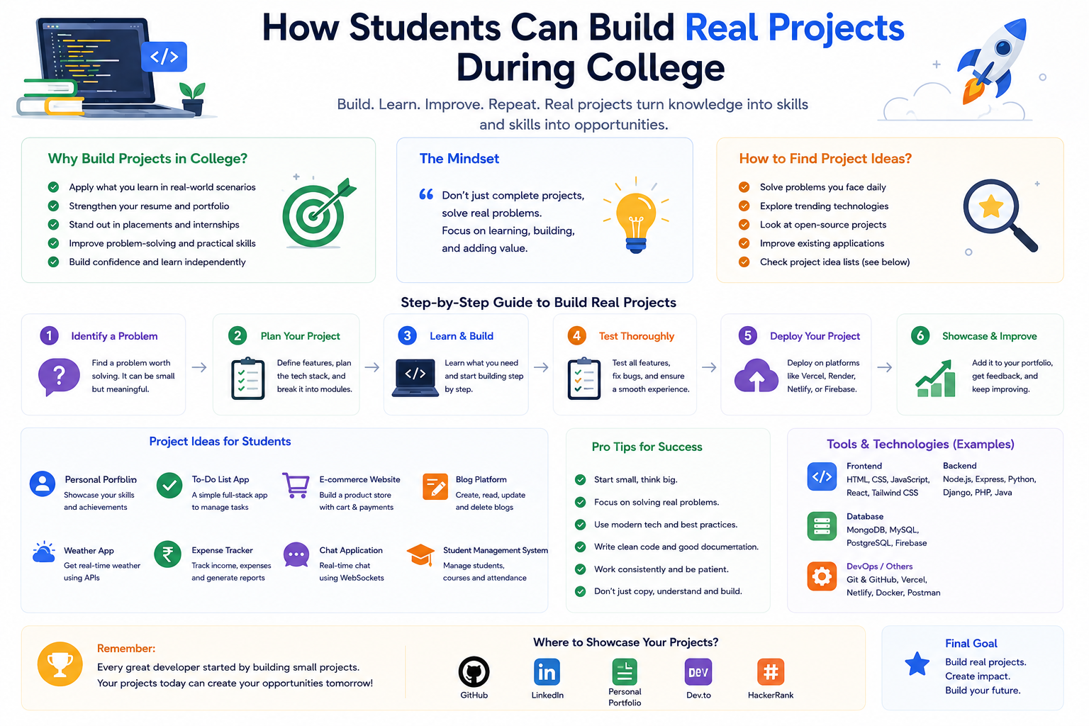 Student software projects for college students including frontend, backend, APIs, and full stack applications