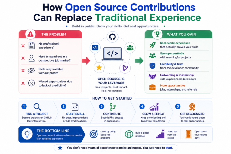 Student contributing to open source projects on GitHub to gain real-world software development experience