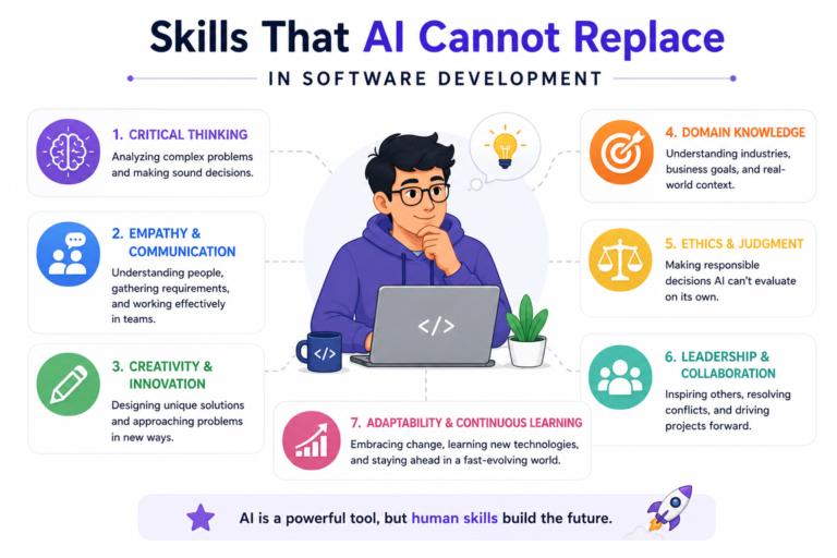 Software engineer using problem solving, communication, system design, and leadership skills alongside AI tools