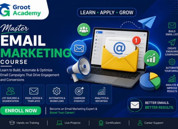 Email Marketing Course in Jaipur covering email campaigns, automation, list building and analytics at Groot Academy