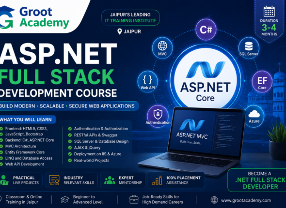 ASP.NET Full Stack Development Course in Jaipur by Groot Academy with C#, .NET Core, SQL Server, Entity Framework and Azure training