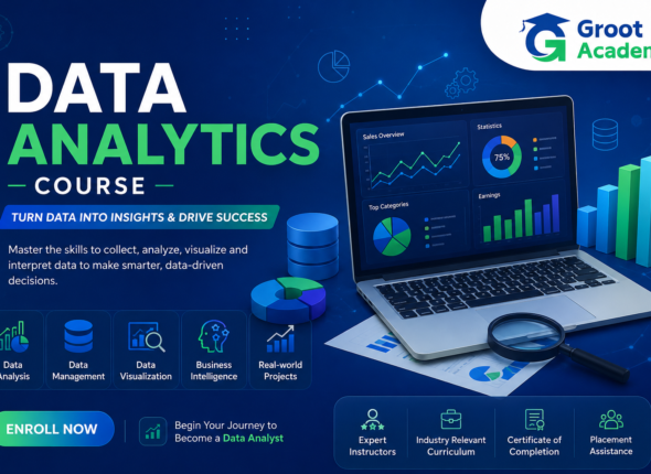 Data Analytics Course at Groot Academy Jaipur covering data analysis, data management, data visualization, business intelligence and real-world projects.